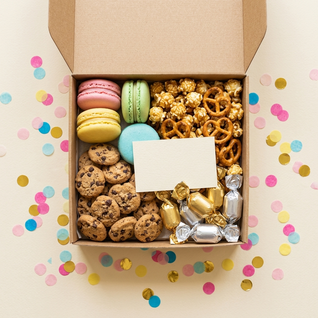 Birthday Surprise Box — Festive sweet & savoury mix with a message card you write.