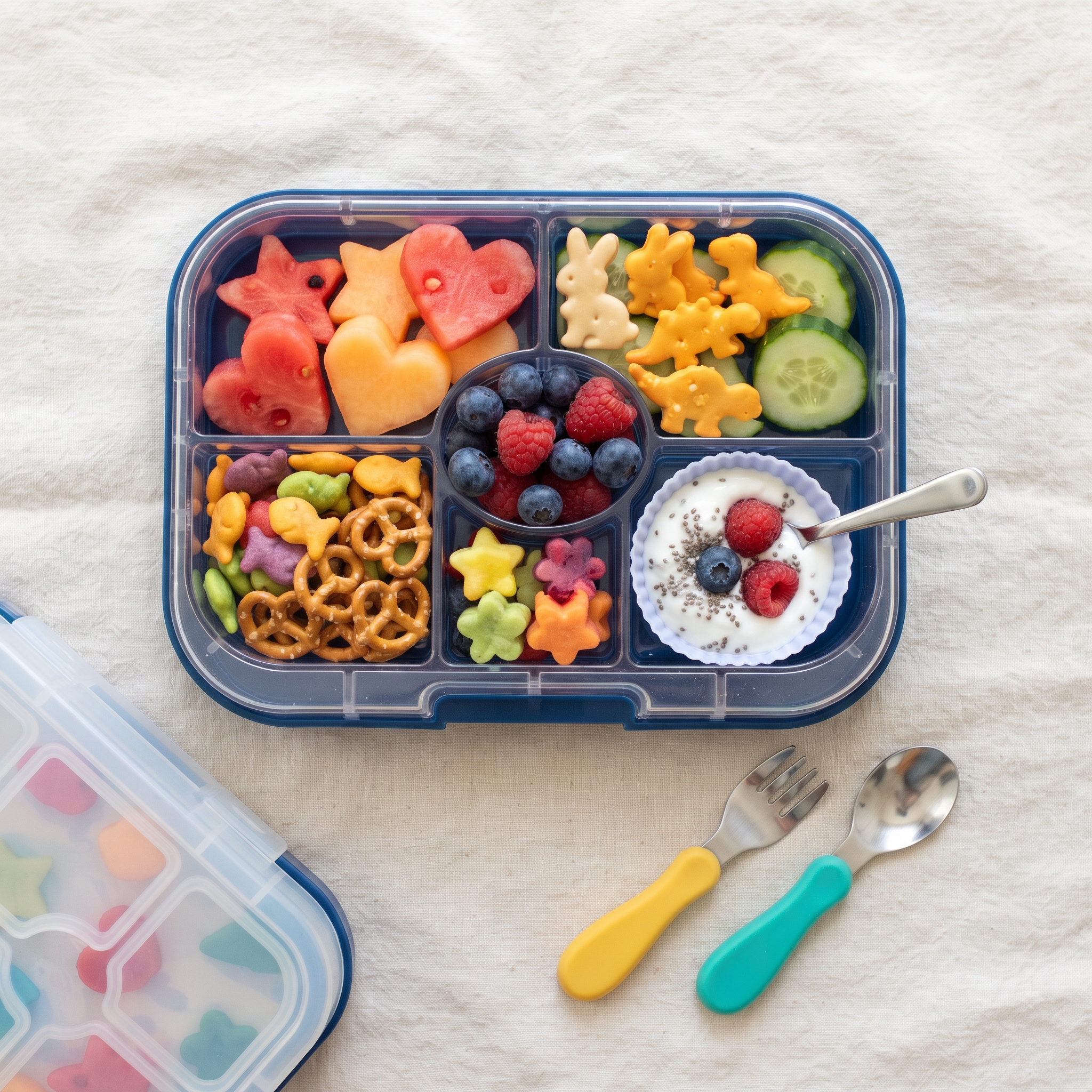 Kids' Lunchbox Box — Mini portions and fun shapes on a nut-free recipe line.