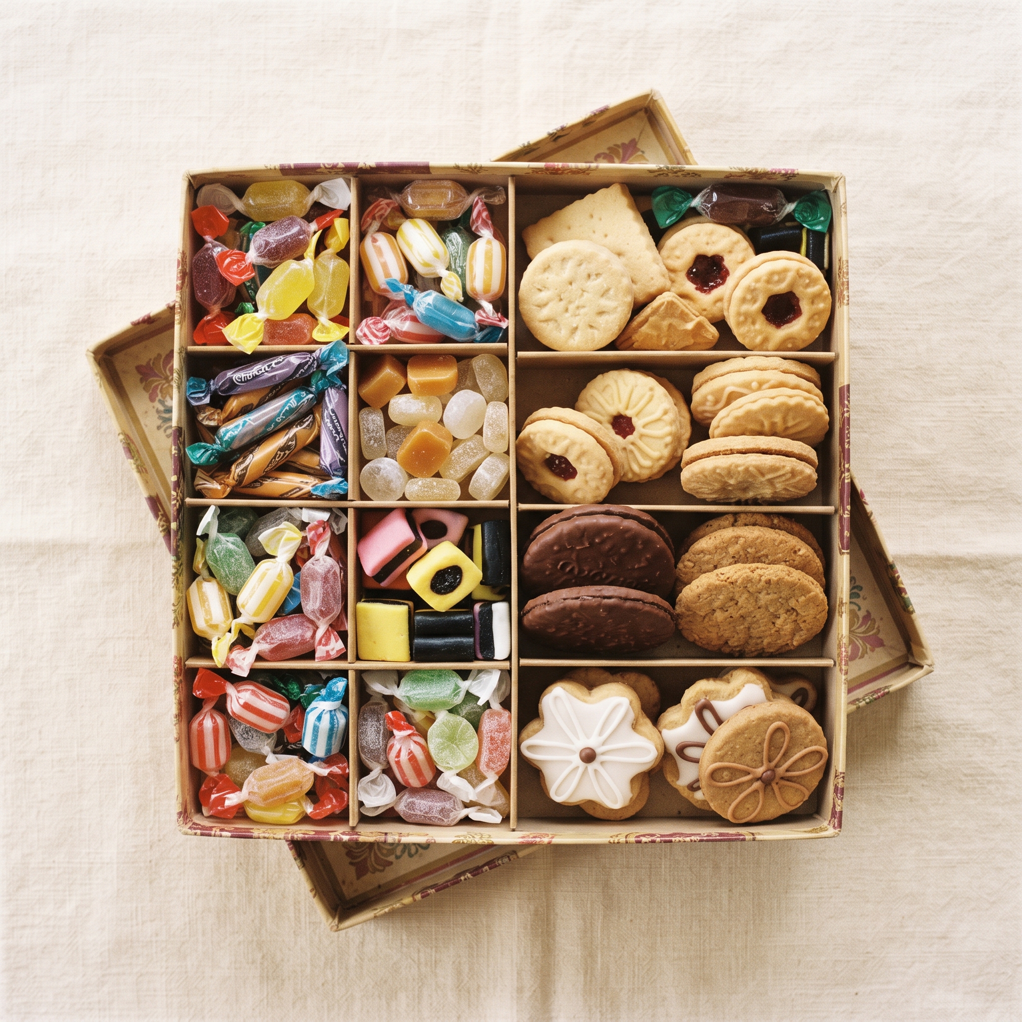 Retro Classics Box — Nostalgic classic candy and biscuits — a memory-lane gift.